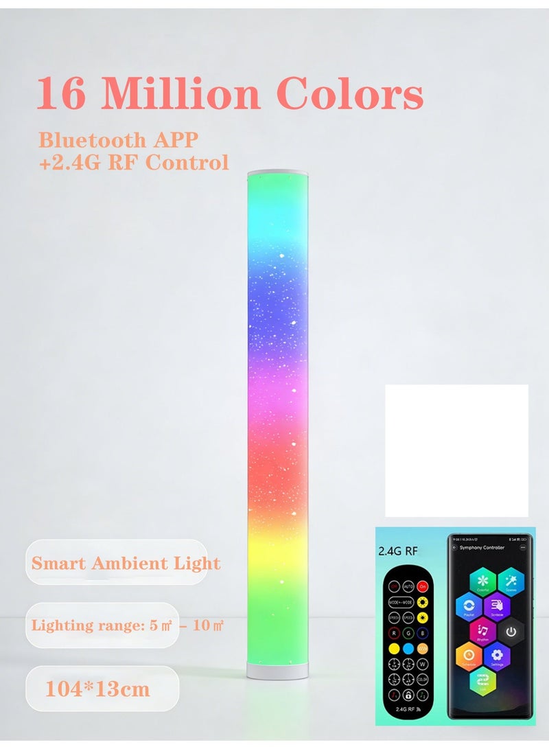 RGB LED Floor Lamp with Colorful Mood Lighting for Music and Rhythm, 12W for Gaming and Party Use,Bedroom Lighting 2-Piece Set with Remote Control  Corner lamp standing light - Image 1